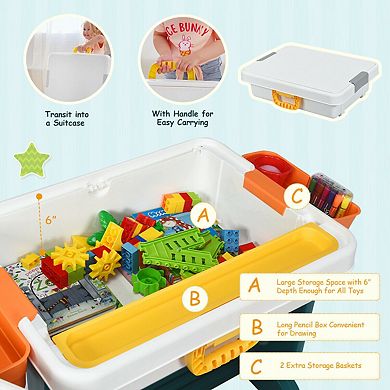 Gymax 5 in 1 Kids Activity Table Set w/ Chair Toddler Luggage Building Block Table