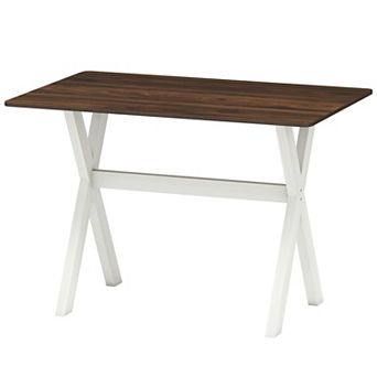 Gymax Dining Table w/ X-shaped Frame Wood Grain Texture Tabletop Accent Side Table