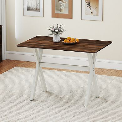 Gymax Dining Table w/ X-shaped Frame Wood Grain Texture Tabletop Accent Side Table