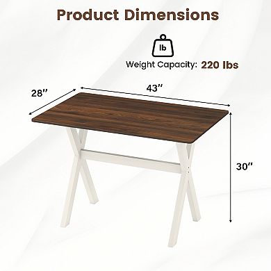 Gymax Dining Table w/ X-shaped Frame Wood Grain Texture Tabletop Accent Side Table