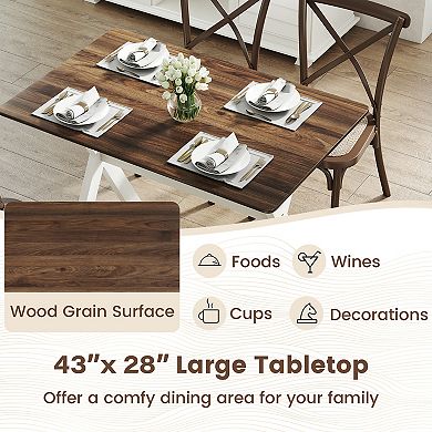 Gymax Dining Table w/ X-shaped Frame Wood Grain Texture Tabletop Accent Side Table