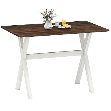 Gymax Dining Table w/ X-shaped Frame Wood Grain Texture Tabletop Accent Side Table