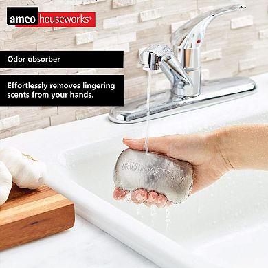 Amco Rub-a-Way Bar, Stainless Steel Odor Absorber (4" x 2.25") - Dishwasher Safe