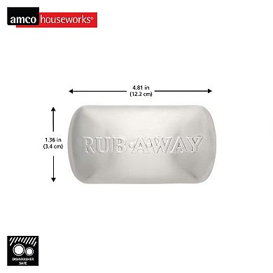 Amco Rub-a-Way Bar, Stainless Steel Odor Absorber (4" x 2.25") - Dishwasher Safe