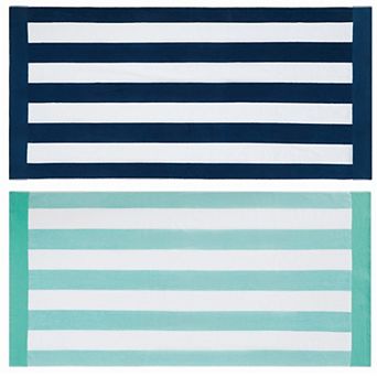 Oceanfront Resort Cabana Stripe 2 pc Towel Set