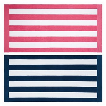 Oceanfront Resort Cabana Stripe 2 pc Towel Set