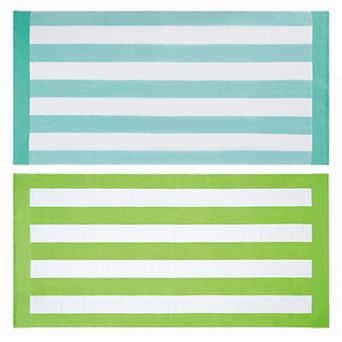 Oceanfront Resort Cabana Stripe 2 pc Towel Set