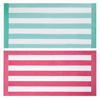 Oceanfront Resort Cabana Stripe 2 pc Towel Set