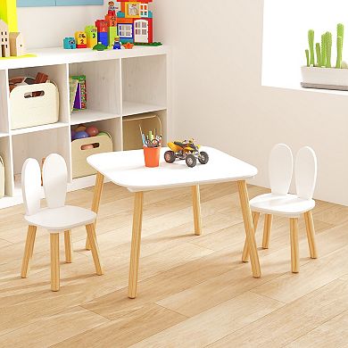 Rabbit Themed 3-Piece Kids Table and Chair Set