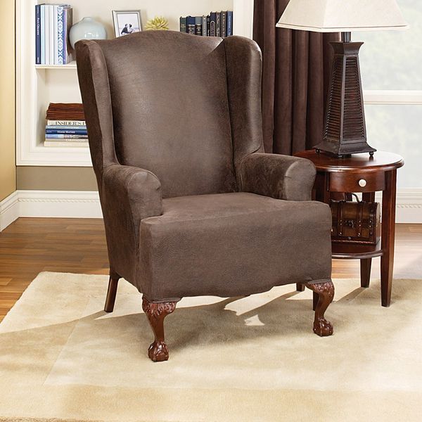 Sure Fit Stretch Wing Chair Slipcover, Sure Fit Leather Slipcover