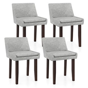 Gymax Modern Dining Chair Set of 4 w/ Mid Back & Cushioned Seat Solid Wood Legs