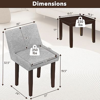 Gymax Modern Dining Chair Set of 4 w/ Mid Back & Cushioned Seat Solid Wood Legs