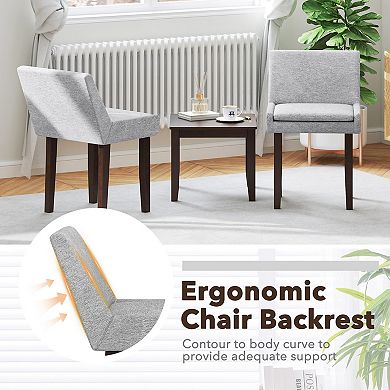 Gymax Modern Dining Chair Set of 4 w/ Mid Back & Cushioned Seat Solid Wood Legs