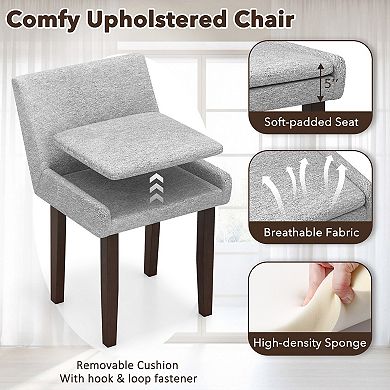 Gymax Modern Dining Chair Set of 4 w/ Mid Back & Cushioned Seat Solid Wood Legs