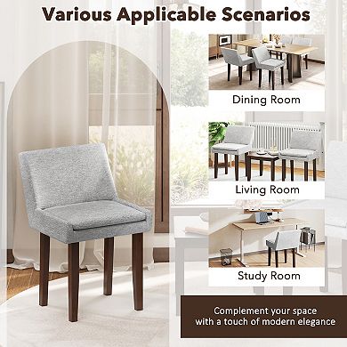 Gymax Modern Dining Chair Set of 4 w/ Mid Back & Cushioned Seat Solid Wood Legs
