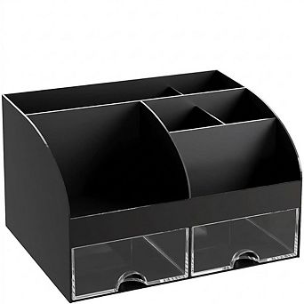 Cosmetic Organizer with 2 Drawers and Brush Holder for Vanity
