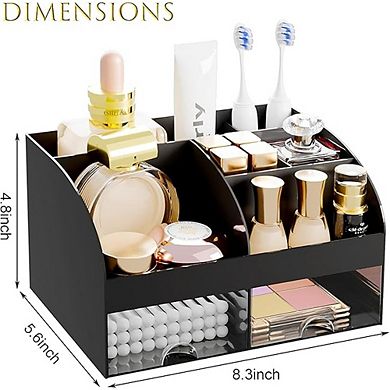 Cosmetic Organizer with 2 Drawers and Brush Holder for Vanity