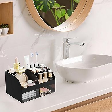 Cosmetic Organizer with 2 Drawers and Brush Holder for Vanity