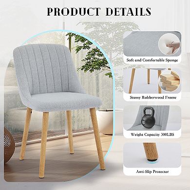 Set of 2 High Back Kitchen Side Chairs Modern Upholstered Fabric Dining Wood Legs