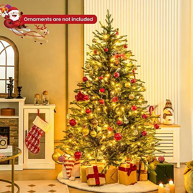 Gymax 6 ft pre-lit artificial Christmas tree w/ 280 LED lights & 788 Branch Tips