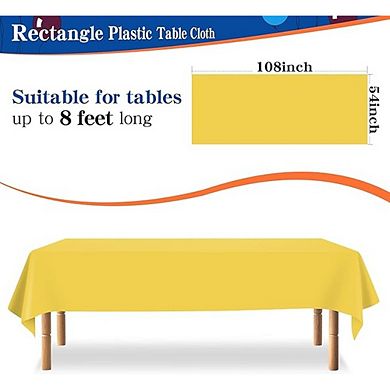 4-Pack Disposable Plastic Tablecloths, Rectangle, Waterproof, Durable