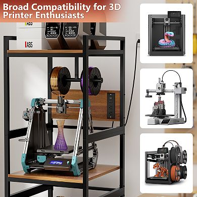 3D Printer Stand with Filament Storage, Heavy-Duty Metal Frame T-Type Holder for Home Office