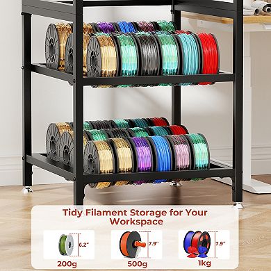 3D Printer Stand with Filament Storage, Heavy-Duty Metal Frame T-Type Holder for Home Office