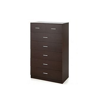 Gymax 7 Drawers Dresser Wooden Chest of Drawers w/ Metal Handles Guide Rails Espresso
