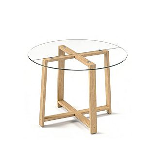 Gymax 42'' Round Glass Dining Table w/ 0.3'' Tempered Glass Tabletop