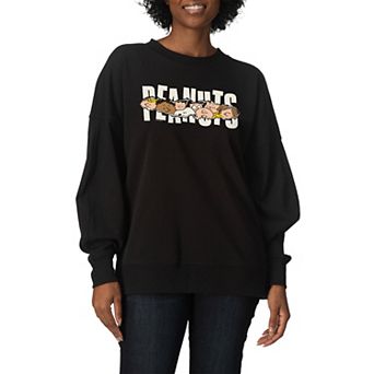 Women's Peanuts Snoopy & Friends Oversized Fleece Crew Sweatshirt