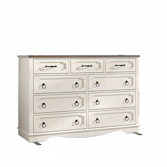 9 Drawer Kids Dresser, Chest of Drawers for Bedroom, Antique White Dresser with Metal Handles