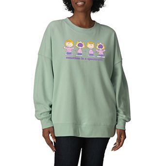Women's Peanuts Emotion Is A Spectrum Oversized Fleece Crew Sweatshirt