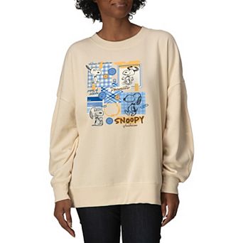 Women's Peanuts Snoopy Oversized Fleece Crew Sweatshirt