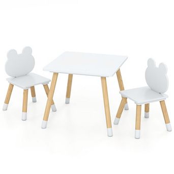 Gymax Kids Table & Chairs Set Children Multi-Activity Desk & Frog-Shaped Chair Set w/Wooden Legs