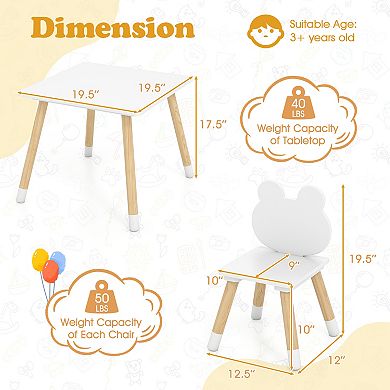 Gymax Kids Table & Chairs Set Children Multi-Activity Desk & Frog-Shaped Chair Set w/Wooden Legs