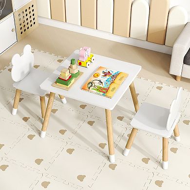 Gymax Kids Table & Chairs Set Children Multi-Activity Desk & Frog-Shaped Chair Set w/Wooden Legs