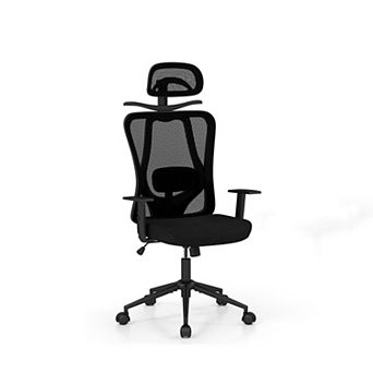 Gymax Ergonomic Office Chair w/3D Headrest & Reclining Backrest for Home Office Black