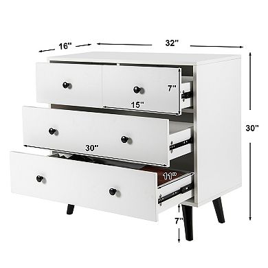 Gymax 4-Drawer Dresser Chest Storage Organizer w/ Rubber Legs & Anti-Toppling Kits