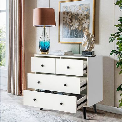 Gymax 4-Drawer Dresser Chest Storage Organizer w/ Rubber Legs & Anti-Toppling Kits