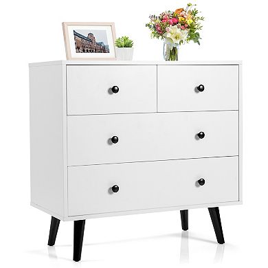 Gymax 4-Drawer Dresser Chest Storage Organizer w/ Rubber Legs & Anti-Toppling Kits