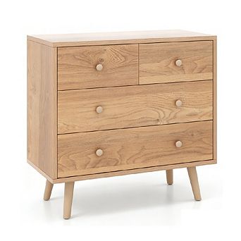 Gymax 4-Drawer Dresser Chest Storage Organizer w/ Rubber Legs & Anti-Toppling Kits