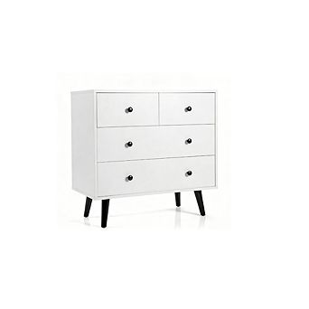 Gymax 4-Drawer Dresser Chest Storage Organizer w/ Rubber Legs & Anti-Toppling Kits