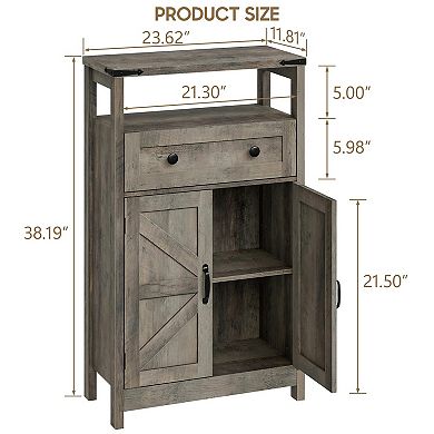 Farmhouse Bathroom Small Storage Cabinet with Barn Doors and Drawer for Organization