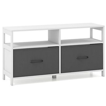 Gymax Fabric Dresser for Bedroom Chest of Drawers w/ 2 Drawers & 2 Open Shelves