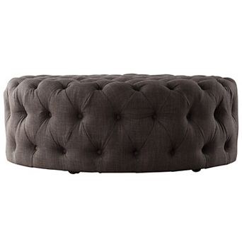 iNSPIRE Q Cartia Linen Round Ottoman