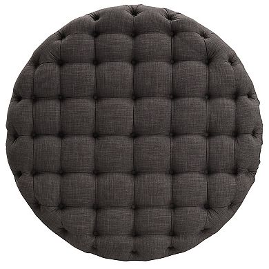iNSPIRE Q Cartia Linen Round Ottoman