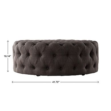 iNSPIRE Q Cartia Linen Round Ottoman