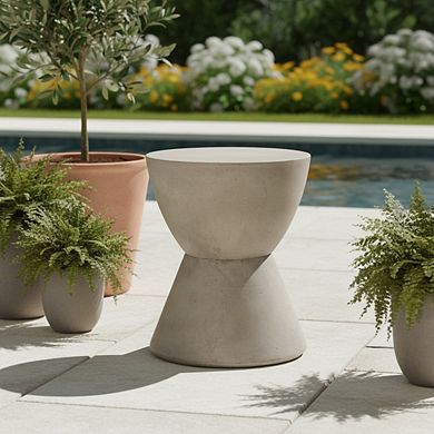 Light Gray Outdoor Light Weight Concrete Side Table End Table for Backyard