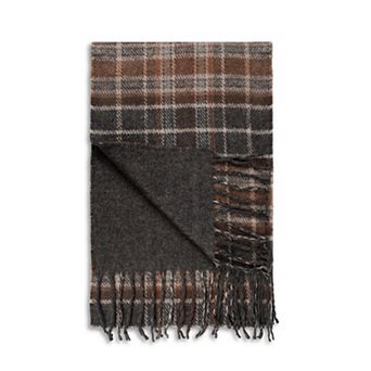 Men's isotoner 2-in-1 Reversible Plaid & Solid Woven Scarf with Fringe