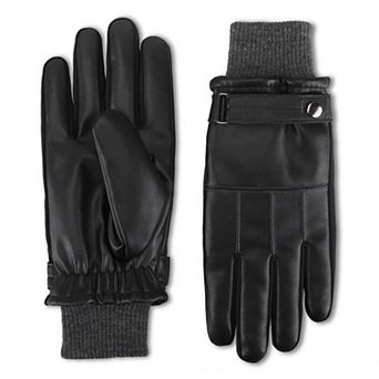Men's isotoner Sleekheat Stretch Faux Nappa Touchscreen Gloves with Knit Cuff